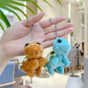 Schattige pluche zeeschildpad sleutelhanger in bruin en blauw voor tas decoratie