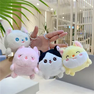 Schattige Pluche Puppy Kat Sleutelhanger Cartoon Dier Knuffel Tas Hanger Met Metalen Ring Voor Kinderen Vrouwen Cadeau Accessoire