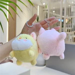 Schattige pluche knuffel sleutelhangers in geel en roze met metalen kettingen