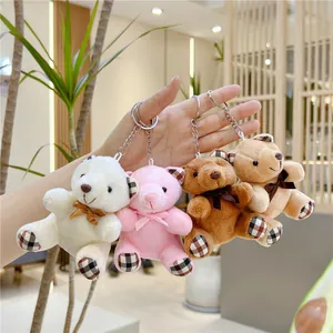 Mini Portachiavi Orsetto di Peluche Con Fiocco E Dettagli a Quadri Morbido Peluche Ciondolo Borsa Per Regalo Festa Matrimonio