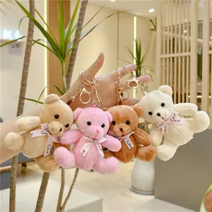 Mignon Porte-clés Peluche Ours en Peluche Avec Ruban de Satin Love Ours Rembourré Doux Pendentif de Sac Cadeau Saint-Valentin