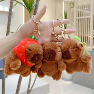 Cute Capybara Plush Keychain Cosplay Strawberry Turtle Soft Stuffed Animal Bag Pendant Gift For Kids Women Accessories