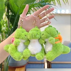 Cute Plush Dinosaur Keychain With Mini Backpack Soft Stuffed Animal Toy Bag Pendant For Keys Backpack Decoration Gift
