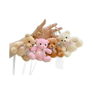 Porte-clés ours en peluche mignons en quatre couleurs avec rubans Love pour sacs et cadeaux