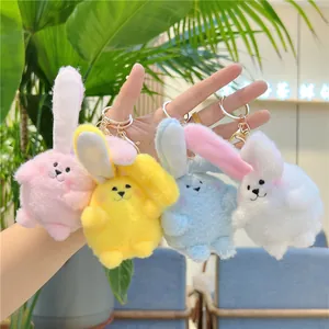 Simpatico Portachiavi in Peluche a Forma di Coniglio con Orecchie Lunghe Charm per Borsa Mini Bambola Animale Regalo per Bambini Ragazze Accessorio per Borsa