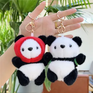 Süßer Panda Plüsch Schlüsselanhänger Stofftier Taschenanhänger Mit Roter Mütze Oder Rucksack Weiche Pandapuppe Geschenk Für Kinder Taschendeko