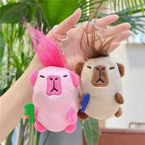 Lustiger Capybara Plüsch Schlüsselanhänger Mit Wuschelkopf Und Kleinem Kamm Süße Tierpuppe Rucksackanhänger Für Damen Teenager Geschenk