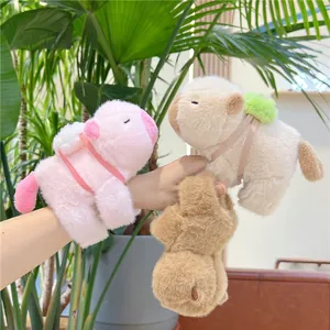 Cute Capybara plush snap bracelets in pink, beige and brown colors for wrist decoration