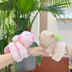Cute Capybara plush wristband toys in pink and beige colors for couples and kids