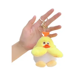Portachiavi creativo a forma di anatroccolo in peluche per borse con gancio dorato
