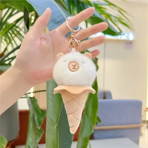 Llavero de peluche Capibara helado suave con gancho de metal para adorno de bolsos