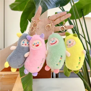 Cute Monster Plush Keychain Big Eye Monster Bag Pendant Embroidery Rainbow Soft Stuffed Animal Toy Accessory for Women