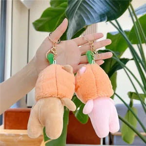 Simpatico portachiavi a forma di orso con cappuccio a zucca e moschettone dorato