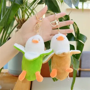 Portachiavi in Peluche Creativo a Forma di Anatra Banana Morbido Animale di Pezza Ciondolo per Borsa Decorazione Regalo per Amici Bambini