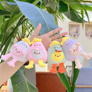 Cartoon Long Legs Chick Pig Plush Keychain Soft Stuffed Animal Eggshell Toy Bag Pendant For Kids Girls Birthday Gift Decor