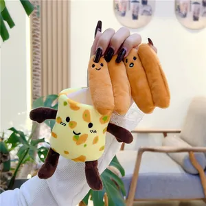 Custodia in peluche per auricolari a forma di burrito con ciondolo creativo a forma di cibo