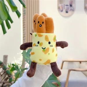 Portachiavi in peluche churros creativo con faccine buffe e base colorata per borse
