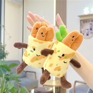 Adorabili portachiavi in peluche a forma di crepe con faccine e morbido tessuto giallo