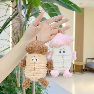 Cute Cartoon Mushroom Acorn Plush Keychain Soft Stuffed Animal Bag Charm Pendant For Girls Women Gift Accessory
