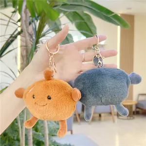 Creative frozen pear plush toy keychain set with soft texture and golden metal rings