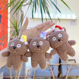 Süßer Teddybär Plüschtier Schlüsselanhänger Kleiner Weicher Tierpuppe Tasche Charm Anhänger Dekorativer Mini Bär Mit Hut Geschenk