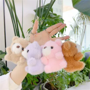 Llaveros de ositos de peluche en cuatro colores con aros de metal para bolsos