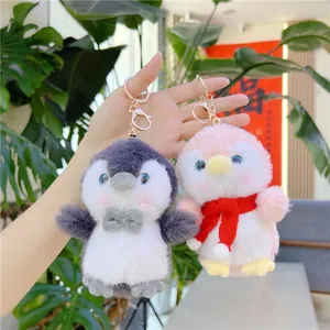 Cute Penguin Plush Keychain Soft Stuffed Animal Mini Doll Bag Charm With Metal Keyring For Backpack Decoration Gift