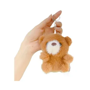 Lindo llavero de oso de peluche marrón sostenido para bolsos y llaves con cadena
