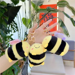 Simpatico Portachiavi Ape in Peluche Ciondolo Animale di Peluche a Righe Morbido Giocattolo per Donna Ragazza Borsa Decorativo Regalo