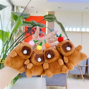 Cute Capybara Plush Keychain Blowing Bubbles Cartoon Animal Doll With Fruit Decoration Bag Pendant For Kids Girls Gift