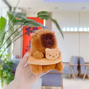 Close-up of plush Capybara toy with summer swim ring and cute bear detail