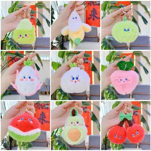 Simpatico Portachiavi in Peluche a Forma di Frutta e Verdura in Velluto di Visone Morbido Ciondolo a Cartone Animato Ricamato per Borse