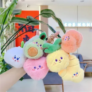 Simpatici portachiavi di peluche a forma di frutta con ricamo tra cui avocado e pesca