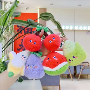 Set di portachiavi in peluche a forma di frutta e verdura con ciliegia banana e melanzana