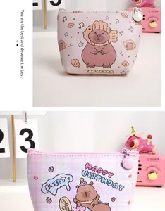 Close-up of cute Capybara coin purse with premium PU leather and smooth zipper