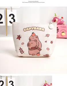 Detail of the Capybara coin purse showing the waterproof leather texture and zipper