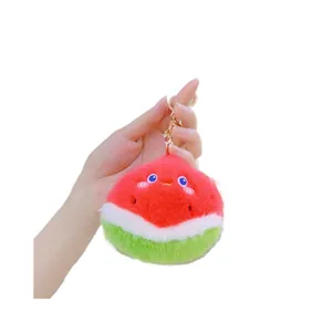 Portachiavi peluche anguria con pelliccia soffice e chiusura dorata per borsa e chiavi