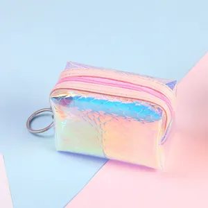 Porte-monnaie à motif écailles de poisson iridescent avec finition laser holographique