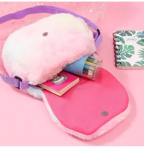 Borsa a tracolla unicorno in peluche arcobaleno con cinturino e chiusura magnetica