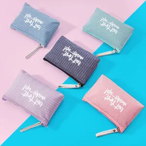 Canvas Kosmetiktasche Tragbare Make-up Organizer Reise Mini Münzbörse Mit Reißverschluss Und Handschlaufe Blumen Gestreift Buchstaben Muster Damen