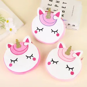 Kids Cute Unicorn Plush Crossbody Bag Cartoon Animal Shoulder Bag For Girls Small Round Coin Purse With Glitter Horn