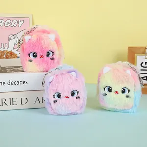 Cute Plush Cat Unicorn Coin Purse Keychain Portable Earphone Storage Bag Mini Wallet For Girls Students Gift