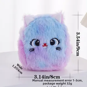 Portamonete a forma di gatto in peluche sfumato con dettagli ricamati e soffice pelliccia