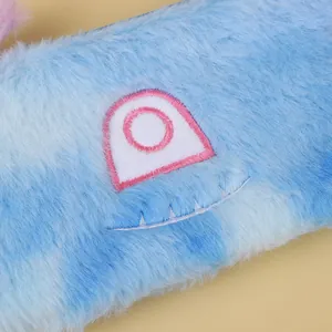 Trousse monstre bleue mignonne en peluche avec broderie d'un seul œil sur textile doux