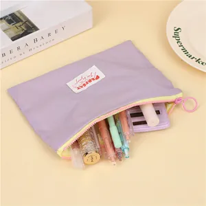 Light purple macaron makeup bag with zipper and large capacity for toiletries