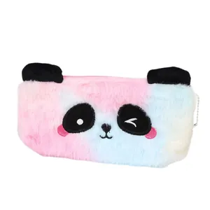 Süßes Panda-Plüschetuie mit rosa und blauem Farbverlauf aus weichem Plüsch