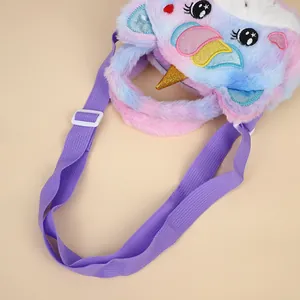 Λούτρινη τσάντα μονόκερος για κορίτσια με tie-dye ψεύτικη γούνα και ρυθμιζόμενο λουρί