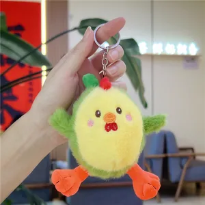Porte-clés mignon poussin en peluche jaune avec détails brodés pour sacs et cadeaux