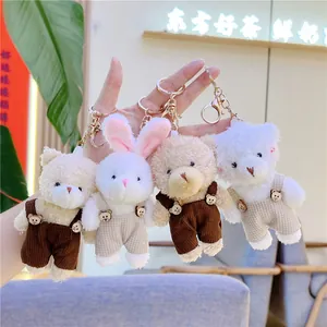 Llavero de Peluche de Oso Conejo Lindo Con Overol de Pana Colgante de Bolsa de Animal Suave Regalo Para Mujeres Niñas