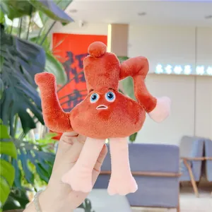 Macro shot of creative organ plush toy with embroidered eyes and soft limbs